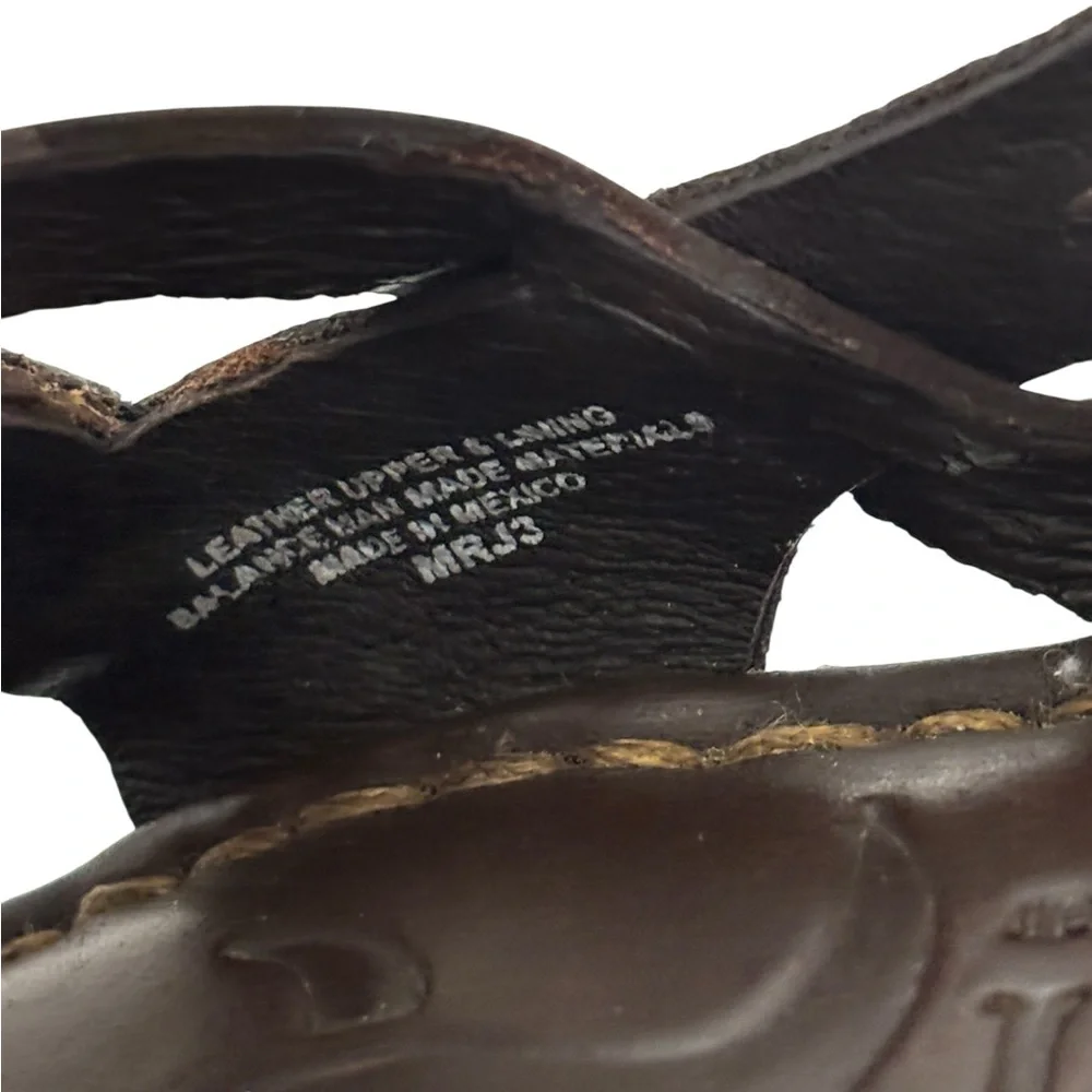 Born Genesis Leather High Heel Wedge Sandals Espresso Brown Women’s Size 7